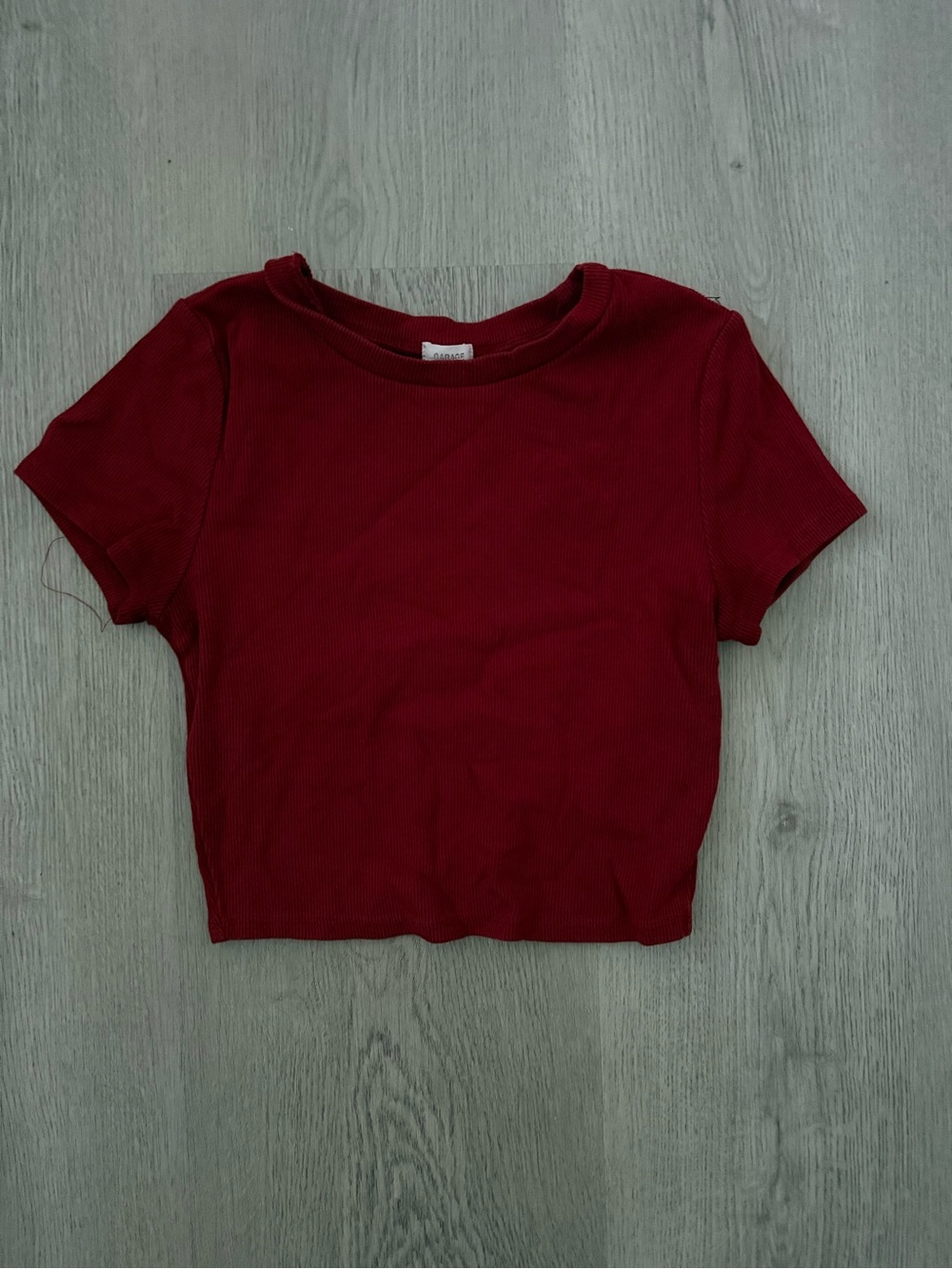 Women's Ribbed Short Sleeve Crop Top - Red